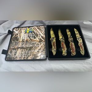 Vintage Mossberg 4 piece Camo Pocketknife Set